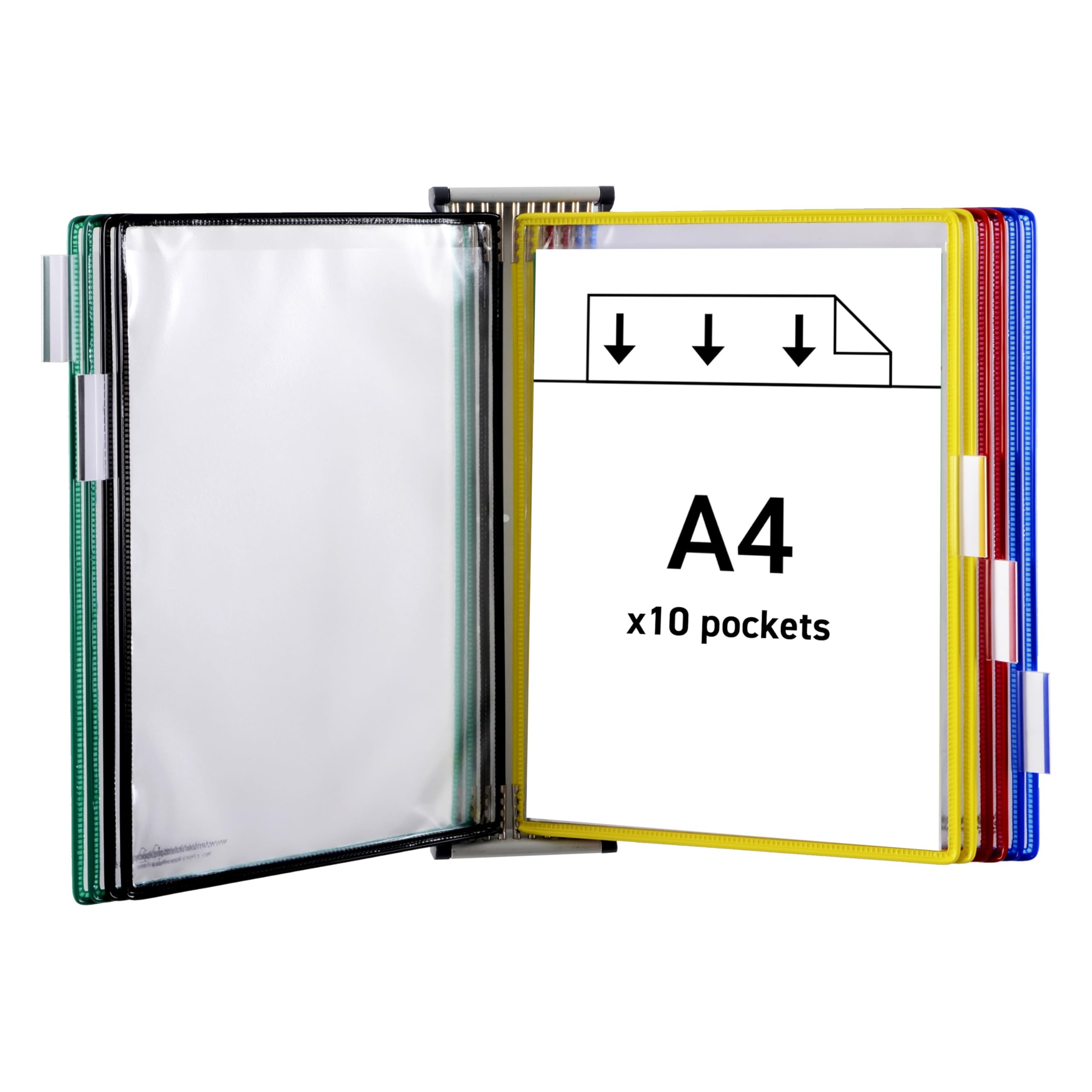 Tarifold Technic Wall Display Unit with 5 Clip-on Index Tabs and 10 Pockets A4 Assorted A4 Ref 414109