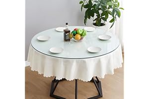 CRIPNAS 60" Inch Round Glass Table Top,Transparent Tempered Glass Tabletop,1/4" Thick Pencil Polished Edge Multipurpose for Patio Lazy Susan Replacement Tabletop