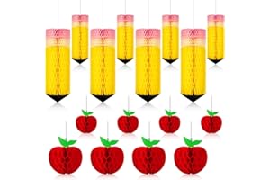 GDZRDFLH 16 Pcs Back to School Decorations Apple Pencil Hanging Honeycomb Pencil Apple Paper Lanterns Hanging Decorations for Classroom First Day of School Party Supplies