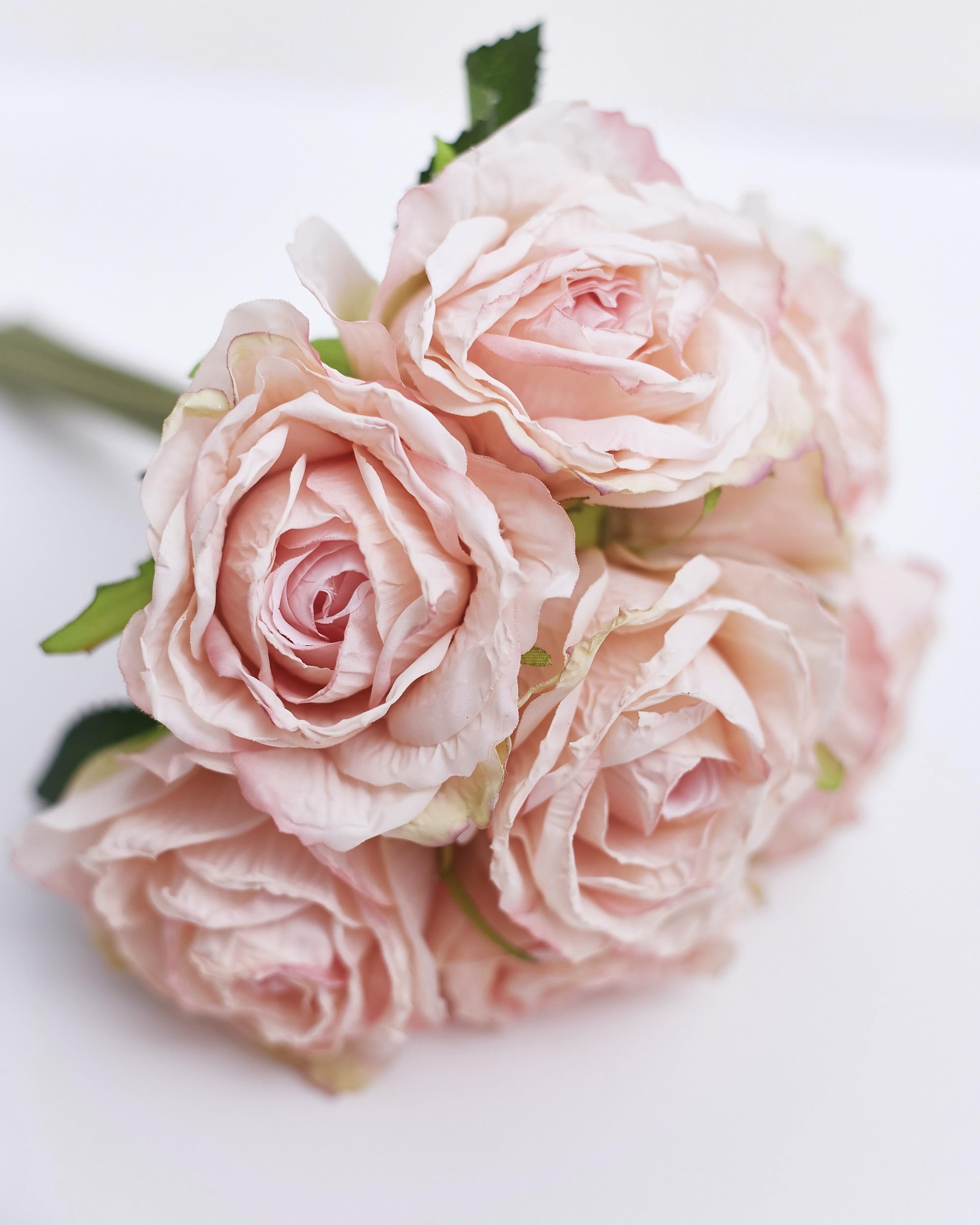 The Baked Studio – 'Dried Touch 7-Piece Rose Stem Bouquet' Artificial Dried Flowers For Cake Decorating, Home Décor, Vases, Weddings, Bridesmaid Bouquets and Crafts (Dusty Pale Pink)