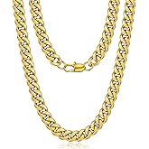 Jewlpire Cuban Link Chain for Men, Silver/Gold Chain for Men Women, 4mm/6mm/10mm Mens Necklace, 18K Gold Plated/316L Stainless Steel Mens Chains Necklaces 18 20 22 24 26 30 Inch