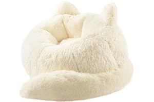 Achicsofar Bean Bag Chair for Adults Teens Giant Faux Fur Bean Bag Chairs with Filler Fluffy Plush Cat Shaped Beanbag Couch Comfy Accent Floor Sofa for Gaming, Reading in Living Room, Bedroom, Dorm