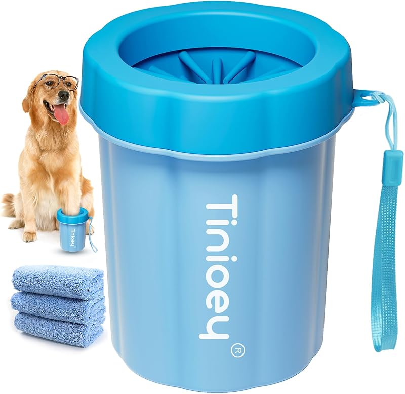 Tinioey Dog Paw Cleaner Muddy Paws Washer with 3 Towels Small/Medium