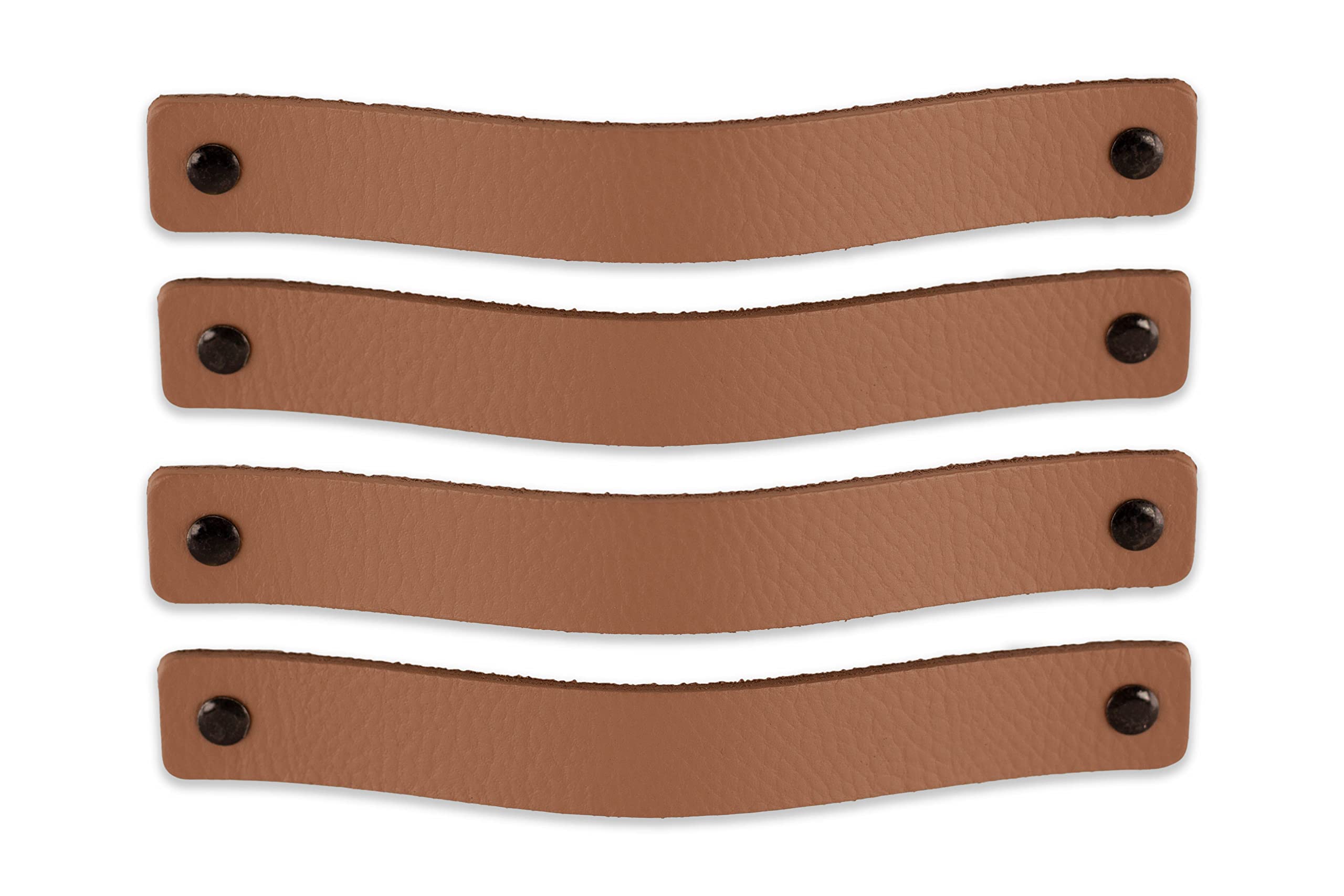 Brute Strength - Leather Handles for Furniture - Taupe - 4 pcs - 20 x 2,5 cm - Cabinet Handle, Door Handle for Kitchen, Bathroom, cabinets, Dresser, Wood โ image 1