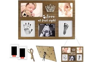 VA1KENE Baby Hand And Footprint Kit, Baby Photo Frame and Newborn Footprint Kit, Sonogram Picture Frame Gifts for New Mom, Boys & Girls Gift Set, Keepsake(Brown)