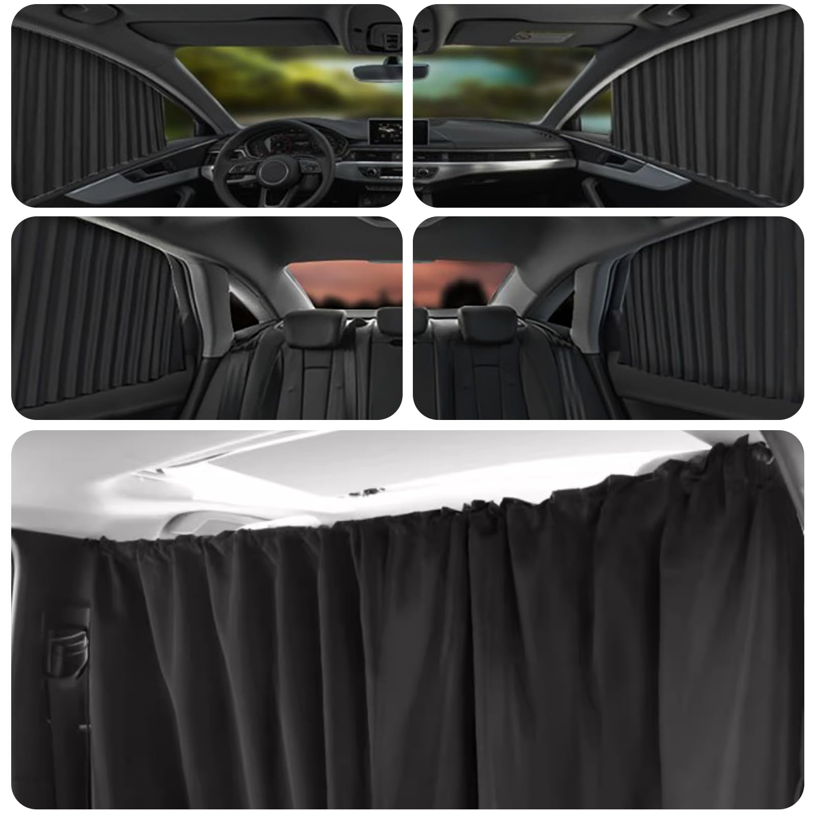 Photo 1 of 5 PCS Car Curtains 95% Light Blocking Window Shades, 1 Privacy Curtain and 4 Magnetic Side Window Covers, Window Shades for Back Windows Baby, Car Camping Essentials