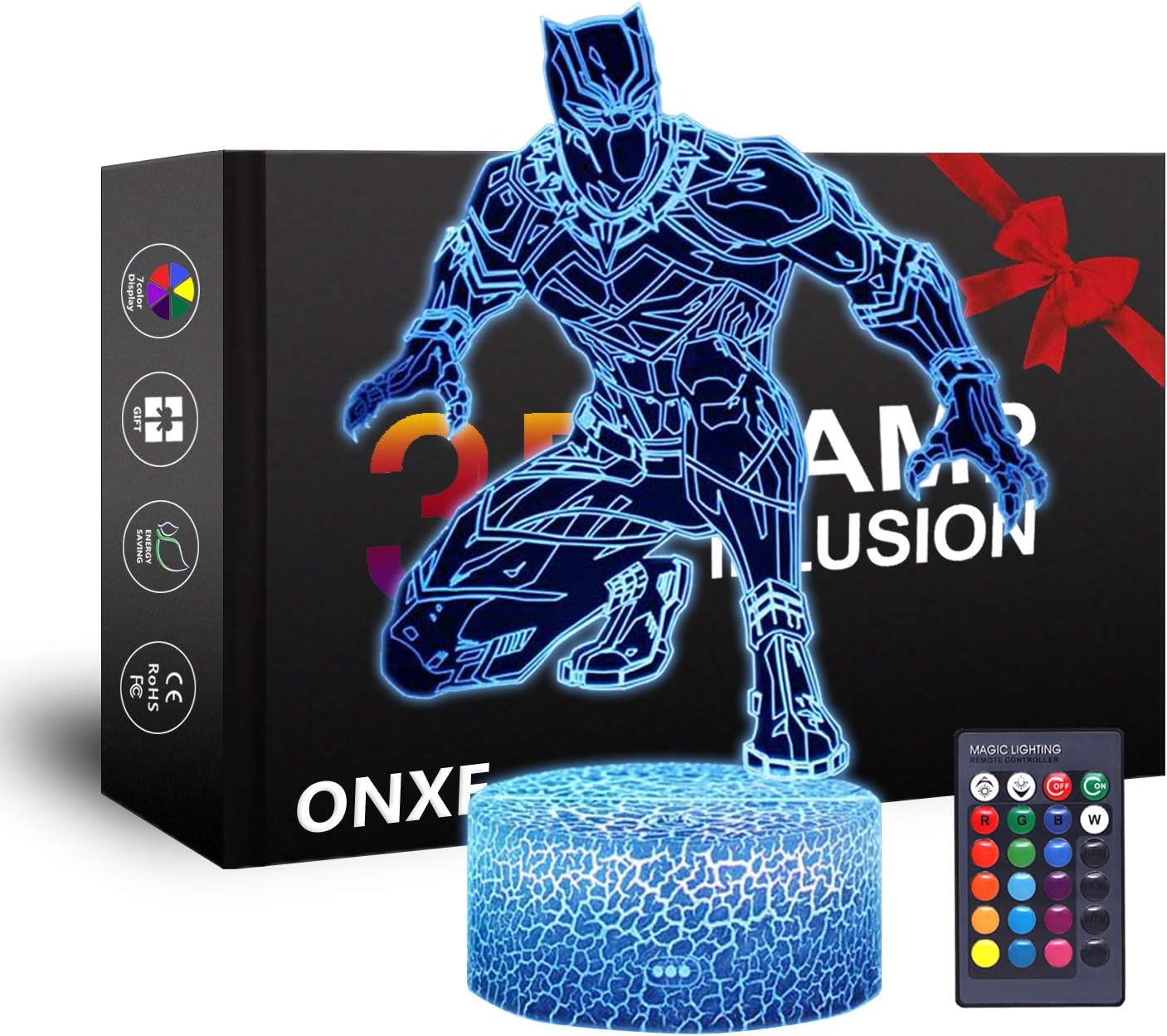 LED Superhero 3D Night Light,Kids Night Lights 16Color Dimmable with