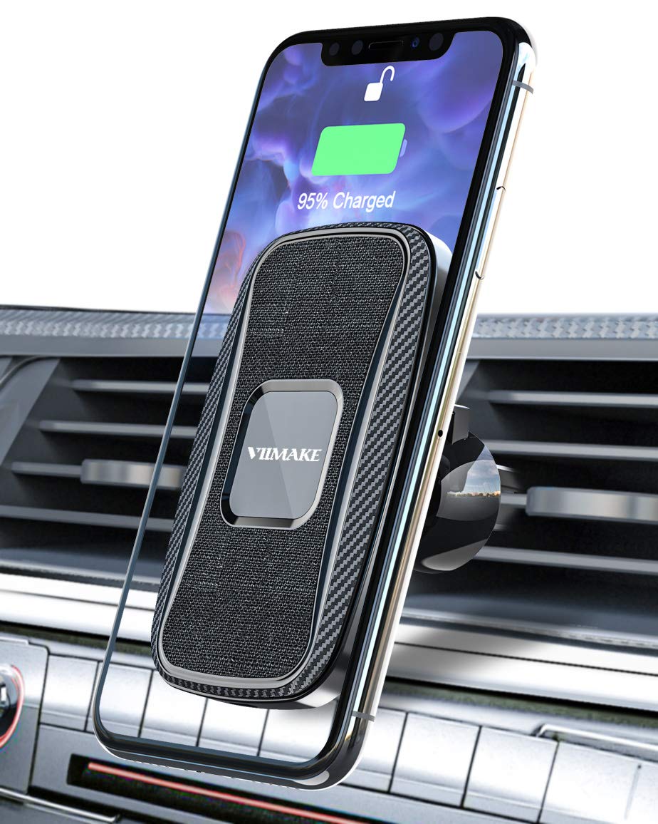 VIIMAKE Magnetic Wireless Car Charger,15W Qi Fast Charging Air Vent Car Mount,Magnet Car Phone Holder Compatible for iPhone 11 Xs Max XR X,Samsung S10 S9,Huawei,LG0 S9,Huawei,LG