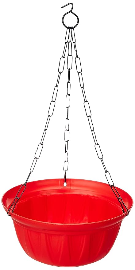 Gardens Need 100% Virgin Plastic Dove Hanging with Iron Chain | Set of 4 Planter, (22cm x 22cm x 24cm, Red)