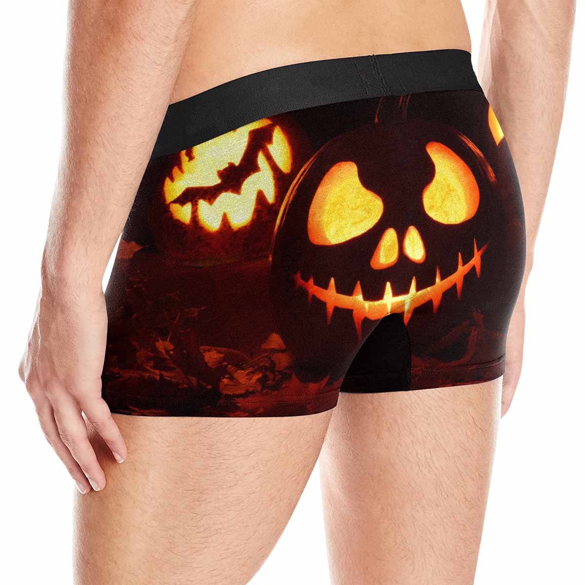 InterestPrint Boxer Briefs Mens Underwear Pumpkin Halloween Holiday (XS