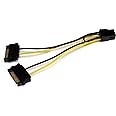StarTech.com 6in SATA Power to 6 Pin PCI Express Video Card Power Cable Adapter - SATA to 6 pin PCIe power, Black, Yellow (SATPCIEXADAP)