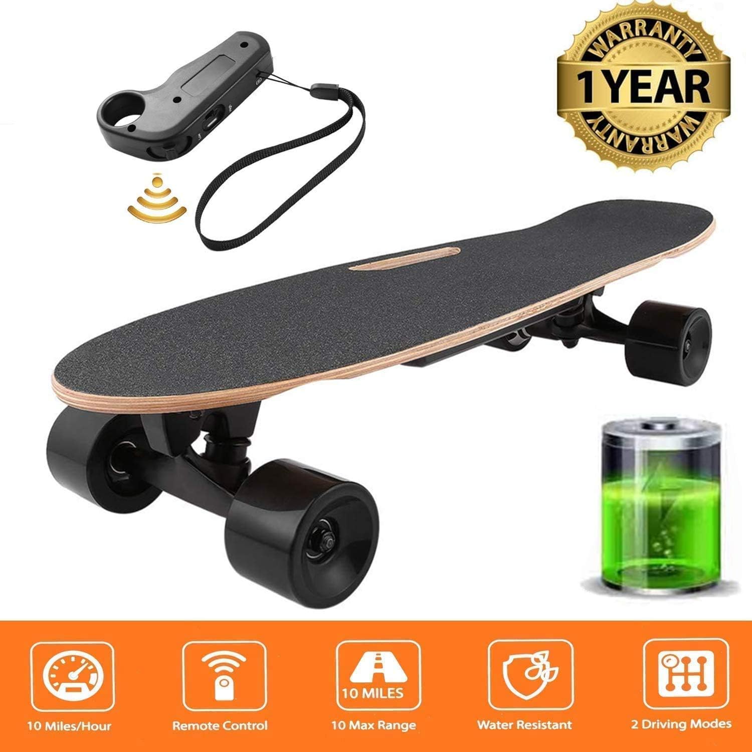Oppikle Electric Skateboard Longboard Skateboard with Wireless Remote Control Bluetooth, Long Board 7 Layers Board Solid Maple Leaf, Maximum Speed 20km/h
