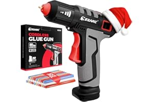EZARC Cordless Hot Glue Gun with 30 Pcs Mini Glue Sticks, 15s Heating Fast Mini Glue Gun kit, Smart Power-Off, 2500 mAh Rechargeable Battery, DIY, Crafts, Decorations, Home Repairs, Gray