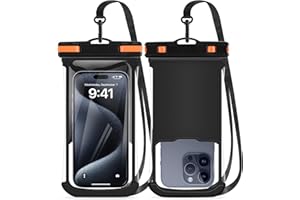 PEDVSTY 2 PCS Waterproof Phone Pouch, Waterproof Case for iPhone 16 15 14 13 12 Pro Max Plus,Galaxy S25 S24 S23 Pixel Up to 8", Dry Bag Beach Cruise Essentials Black