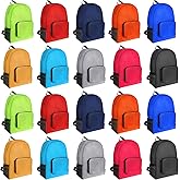 Sherr 20 Pack Foldable Backpacks Lightweight Backpack Bulk Adults Bag Classic Mix Colors Bag Outdoor Travel Donation Supplies(Bright Color)