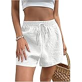 Floerns Women's Beach Elastic Waist Shorts Wide Leg Casual Loose Cute Summer Shorts
