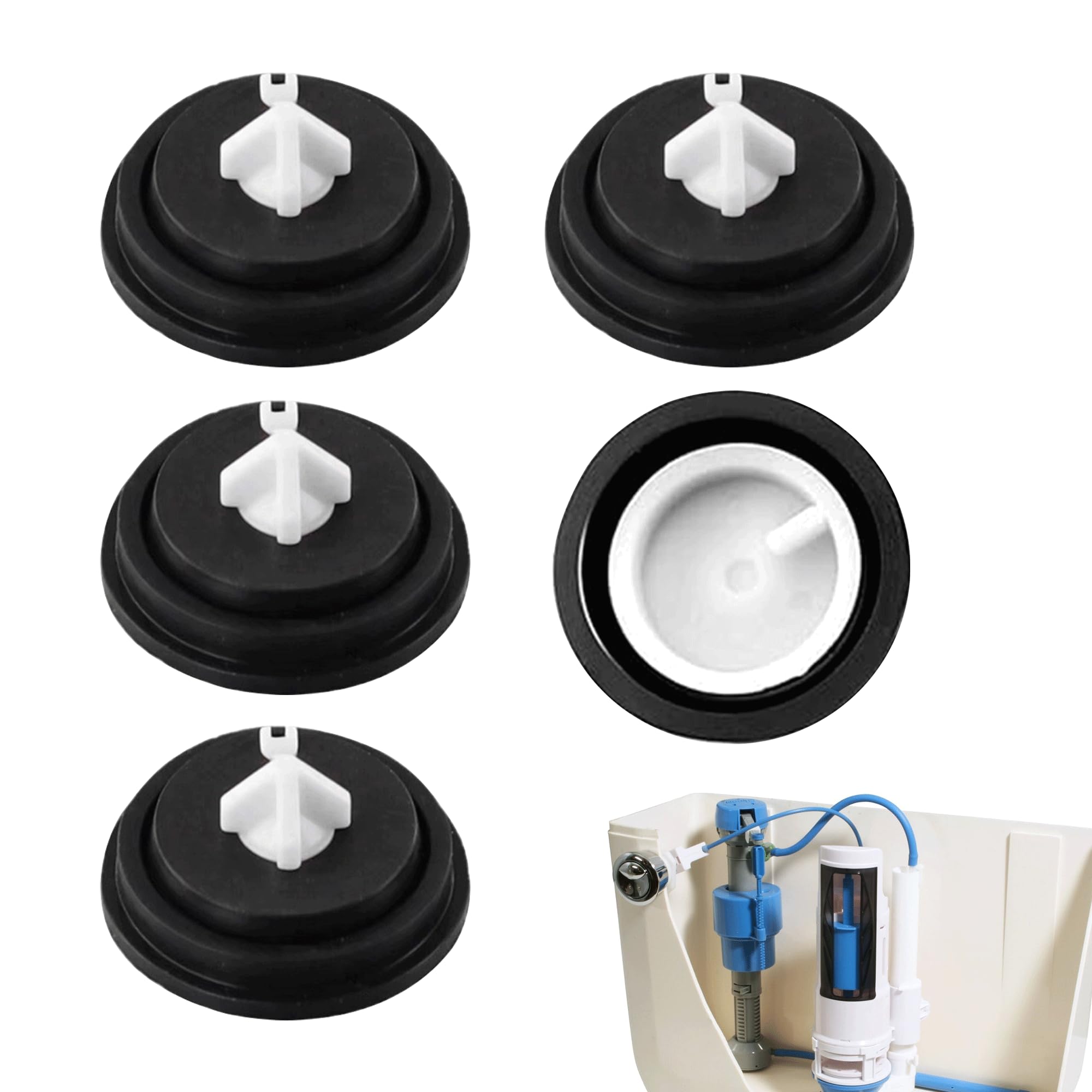 5PCS Diaphragms Inlet Float Valve Washer Spare Rubber Float Valve Set Black Cistern Washer Flush Valve Seal Replacement for Toilet Cistern for Ideal Standard Flush Valves