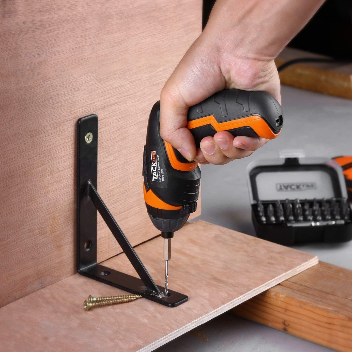 TACKLIFE SDP51DC Electric Screwdriver, 3.6V MAX 2.0Ah Li-ion Cordless Screwdriver Rechargeable, 4N.m, 33pcs Accessories, USB Fast Charging, With LED, for Mounting Furniture, Shelves, Mini-blind etc.: Home Improvement