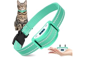 Cat Shock Collar - DTCOLLAR Shock Collar for Cats with Beep Vibration Shock to Auto Stop Meowing, Vibration or Shock Switchable, Cat Meow Collar for Small Cats 5-15lbs & Above Lightest & Waterproof