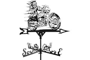 ANCNA-U Metal Craft Grim Reaper Motorcycle Weather Vane Wind Direction Indicator Weathervane Roof Mount, Measuring Tool for Farm Garden Patio Yard Ornament Decoration