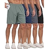 PARISDIARY 4 Pack Men's Athletic Gym Shorts with Pockets,Running Workout Basketball Hiking Shorts for Men