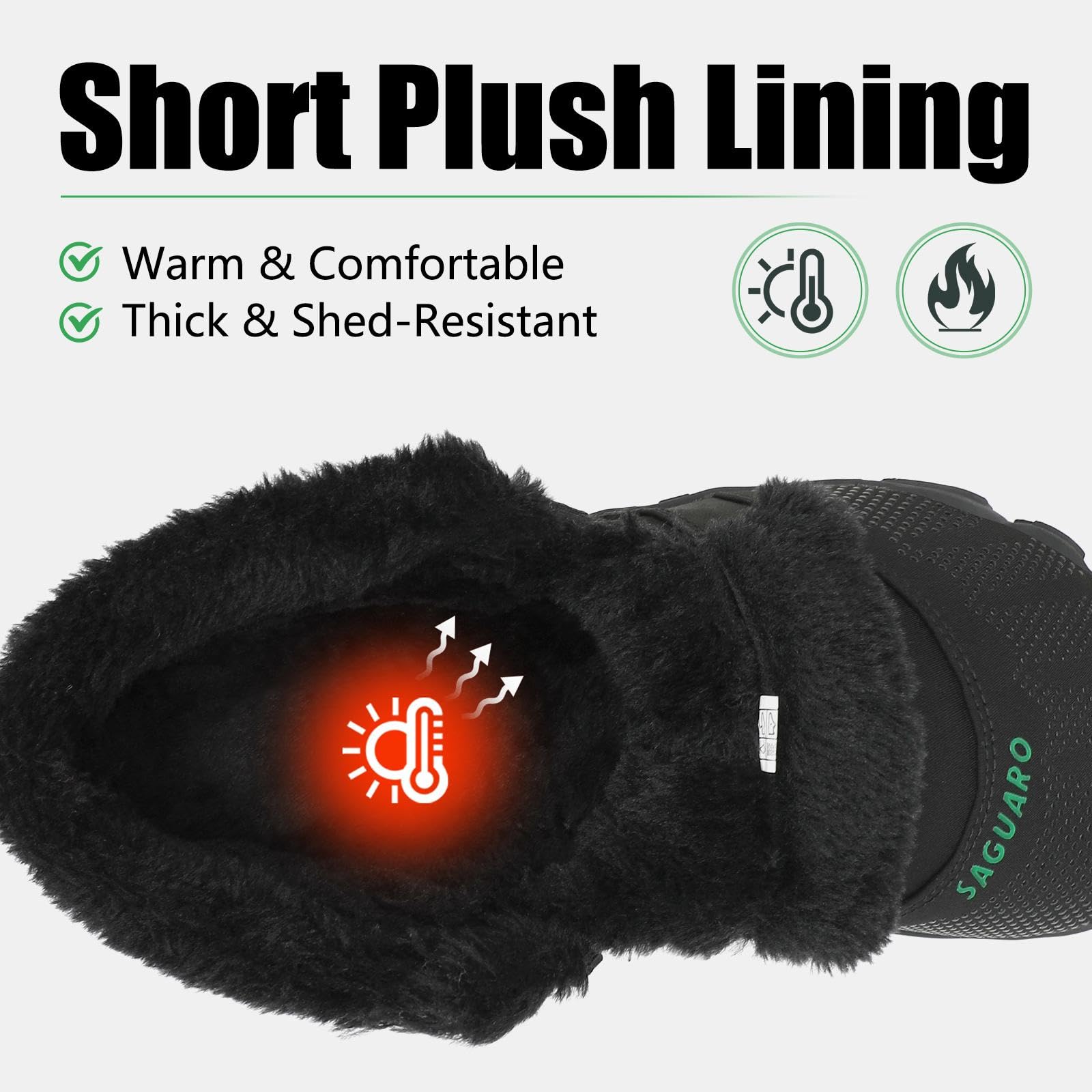 SAGUARO Winter Barfußschuhe Herren Barfuss Schuhe Damen Winter Gefüttert Winterschuhe Wasserabweisend Winterstiefel Winterboots Schneeschuhe Schwarz, Gr.40 2