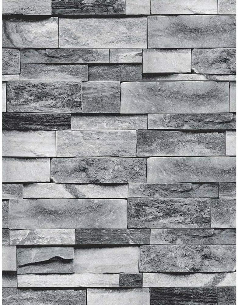 Ohmywor Brick Self Adhesive Peel and Stick Wallpaper Grey Brick Effect Wallpaper Sticker Lining Paper Sticky Back Plastic for Bedroom Bathroom 45x600CM