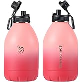 Boulder Bee | 64 oz Insulated Water Bottles | Stainless Steel for Hot & Cold Drinks | Double Vacuum Walled Gym Water Bottle | Large Metal Jug for Travel, Hiking, Camping (Pink)