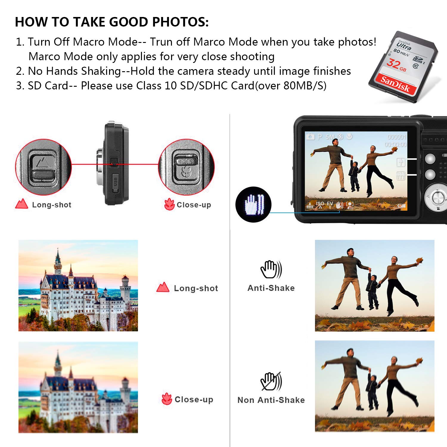 HD Mini Digital Cameras Point And Shoot Digital Cameras For Kids Teenagers Beginners Travel 