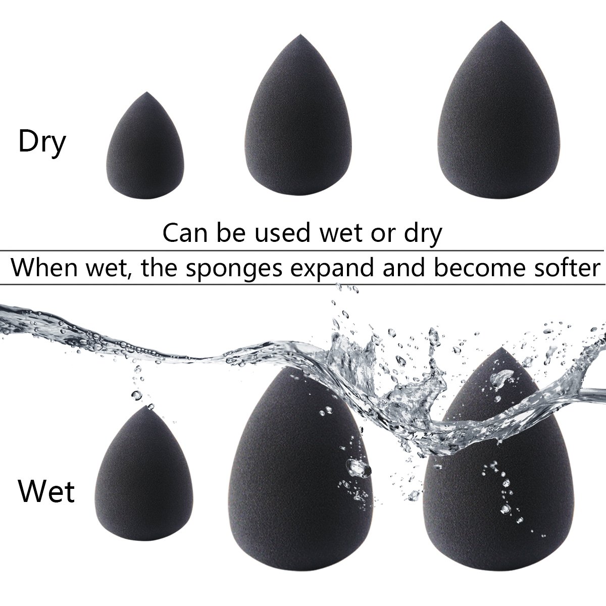 EmaxDesign 3 Pieces Makeup Blender Sponge Set, Foundation Blending Blush Concealer Eye Face Powder Cream Cosmetics Beauty Make up Sponges. latex free, non-allergenic and odour free : Beauty