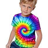 RPWZRCB Kids Tie Dye Shirts for Boys Girls Outfit Clothes Children Hippies Short Sleeve Tees Tie-Dye T Shirt 6-16 Years