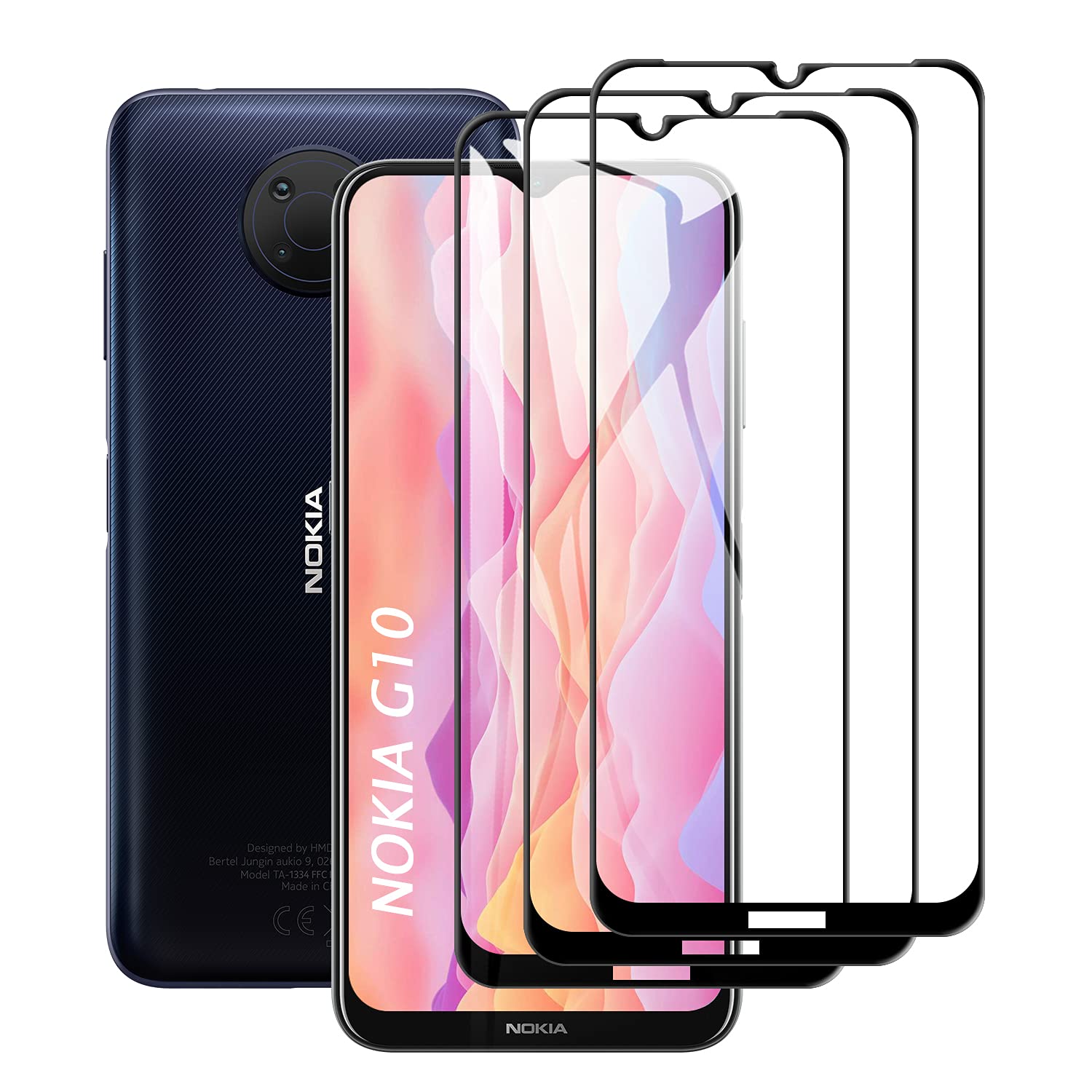 SCL Screen Protector for Nokia G10 and Nokia G20 Screen Protector, [3-Pack] [Full Coverage] Tempered Glass Film, 9H-Hardness, Anti-Scratch, Less-Fingerprint, Bubble-Free