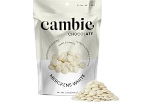 CAMBIE Merckens White Melting Chocolate - 2 Pounds of Premium Quality White Candy Melts to make Dubai Chocolate Bar, Cake Pops, Cocoa Bombs, & Homemade Desserts