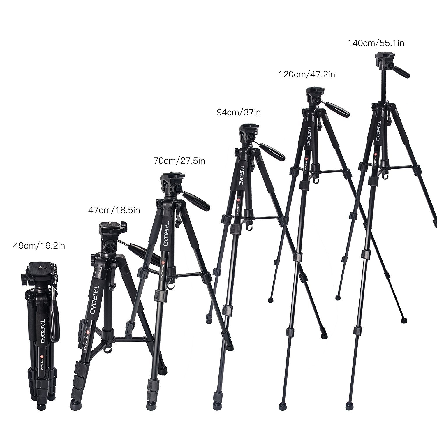 Leichte Stativ – 140 cm Kompakt Kamera Stativ mit 360 Grad Schwenkkopf und Schnellwechselplatte für Digital SLR Canon EOS Nikon Sony Panasonic Samsung – Schwarz …