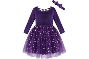 Weixinbuy Baby Girl Fall Winter Clothes Toddler Girls Velvet Twirl Dress Long Sleeve Party Dress for Baby Girls
