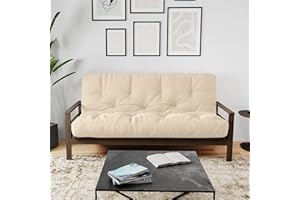 Royal Sleep Products by The Futon Factory 8 inch Foam Futon Mattress - Solid Ivory Fabric - Queen Size - CertiPUR Certified Foams - Made in USA - (Frame not Included)