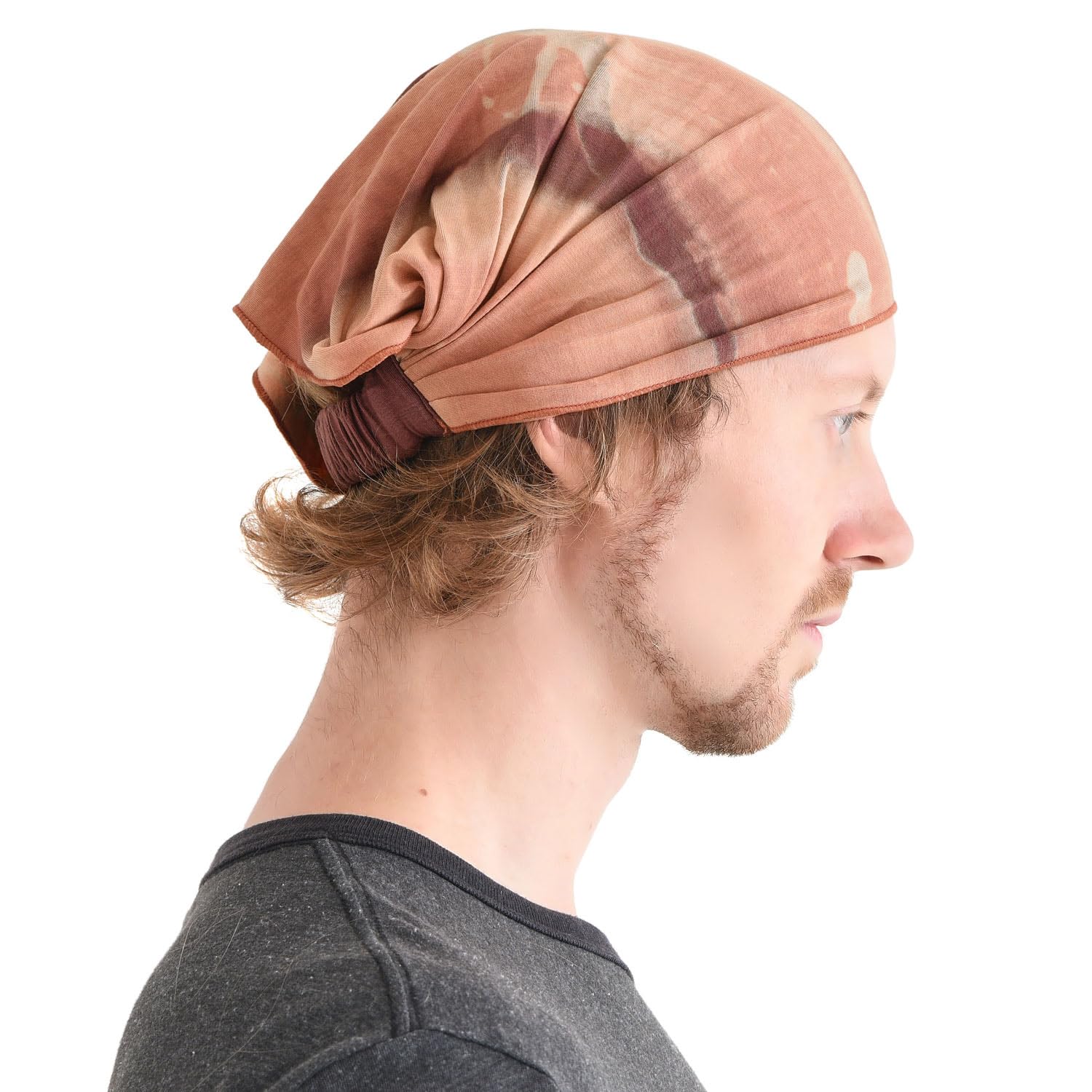 CHARM Womens Bandana Headband Headwrap - Mens Hippy Hair Band Japanese Boho Dread Wrap Orange