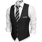 COOFANDY Men's Suit Vest Slim Fit Formal Dress Waistcoat Casual Business Vests for Suit or Tuxedo
