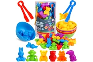 SKRTUAN Counting Animals Color Sorting Matching Games with Sorting Bowls Montessori Sensory Early Educational Toys Learning Fine Motor Skill & Counting Math Toys Gift for 3 4 5 Year Old Boys Girls