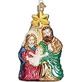 Old World Christmas Spiritual Gifts Holy Family with Star Glass Blown Ornament for Christmas Tree, Handcrafted Holiday Decoration, Religion Collection