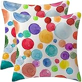 Kids Colorful Pillow Covers Polka Dot 18 x 18 Inch Set of 2 Cute Kid Throw Pillows Outdoor Farmhouse Decorative Cushion for Couch Bed Sofa