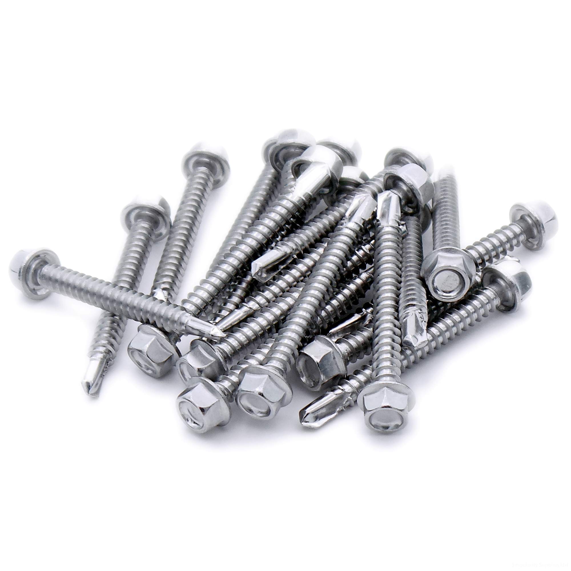 No.12 x 1.5 (5.5mm x 38mm) Hex Self-Drilling Screw (Flanged) - Stainless Steel (A2) (Pack of 20)