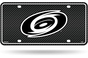 Rico Industries NHL Hockey Carbon Fiber Metal Auto Tag 6" x 12" - Great for Truck/Car/SUV