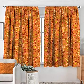 Amazon Com Burnt Orange Curtains Drapes Abstract Retro Circles