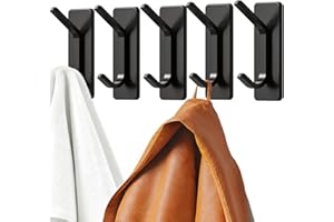 Auxmir Self Adhesive Hooks for Coat, 5 Pack Stainless Steel Towel Hooks on Wall and Door, 7KG/15LB Strong No Drilling Wall Ha
