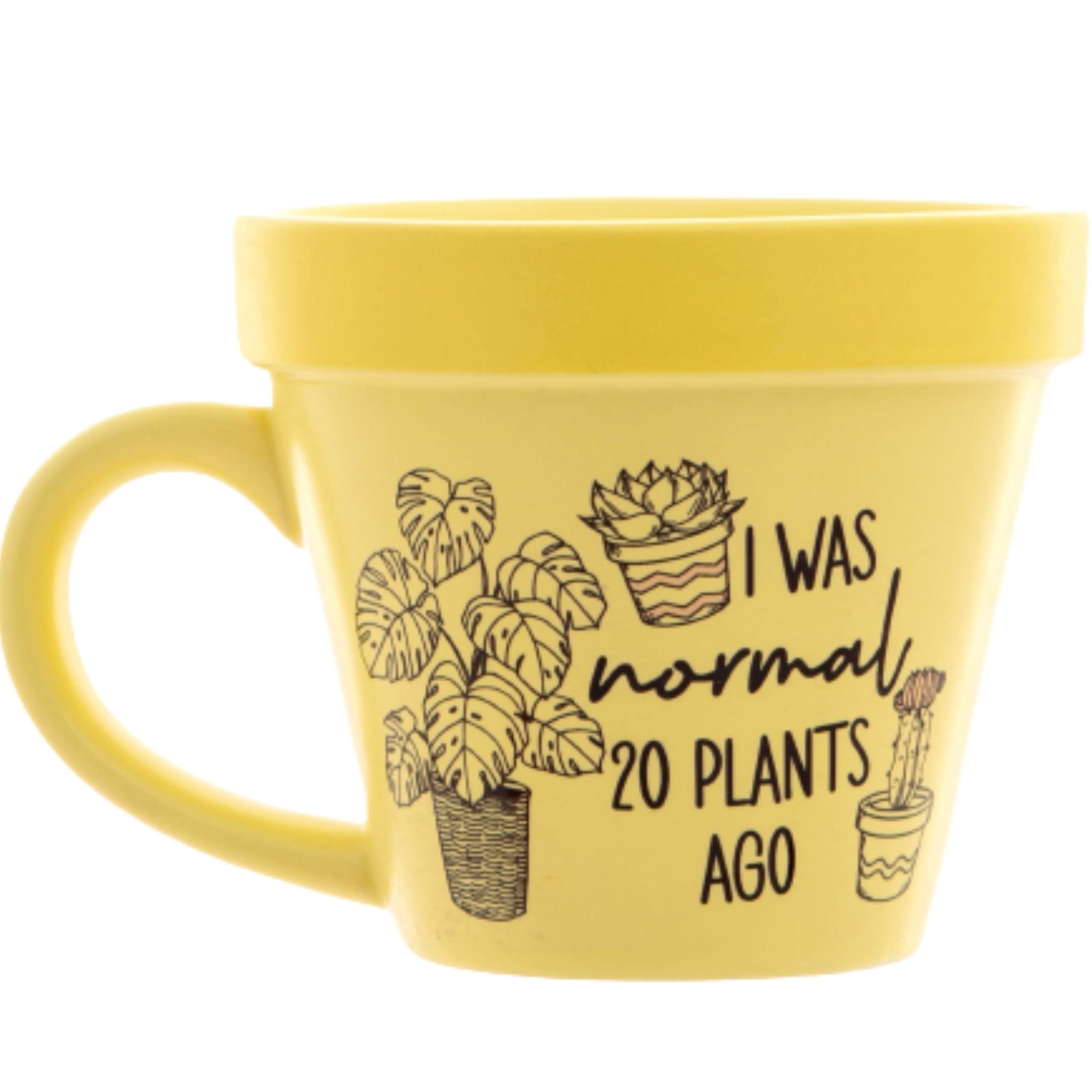 Boxer Gifts '20 Plants Ago' Plant-a-Holic Mug | Fun Plant-Pot Shaped Novelty Mug | Great Gift for Her, Yellow