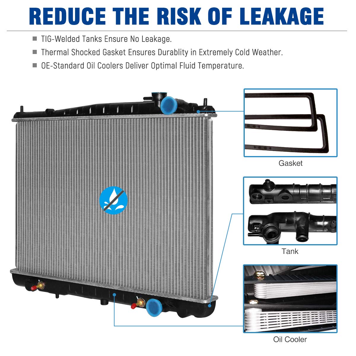 2002 2001 2000 1999 1998 Xterra Frontier Nissan for Radiator CU2215 2003 2.4L L4 3.3L V6 2004