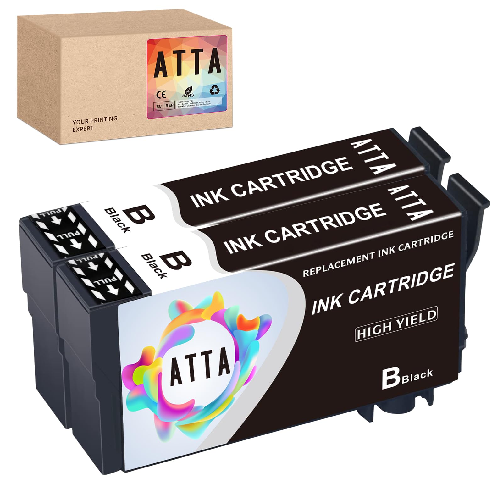 ATTA Black Ink Cartridges Compatible with Epson WorkForce Pro WF-3820DWF WF-4820DWF WF-4830DTWF WF-4825DWF WF-7830DTWF WF-7840DTW (2 Pack)
