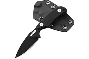 Omesio Compact Hunting Knife with Clip, 5.82" Fixed Blade Knife, D2 Steel 2.99-Inch Blade, Full Tang Knife G10 Handle, Fixed 