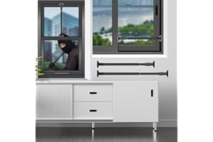 BIINYHG Sliding Glass Door Lock bar-（Black 2 Pieces） Window Security Bars-Window Locks Security Up and Down Window-Adjustable19 to 32 in,Prevent Children from Going Out and Unauthorized Intrusion